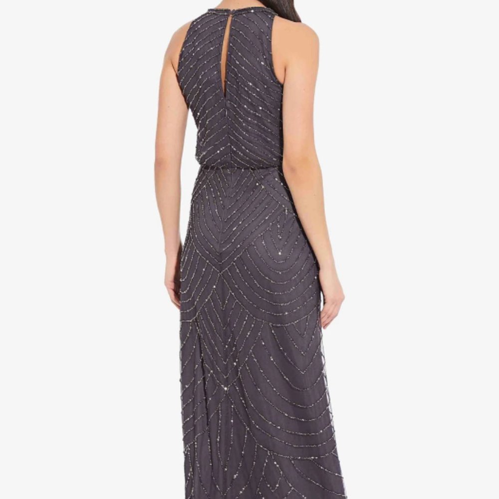 Art Deco Beaded Blouson Dress with Halter Neckline - Picture 2 of 8